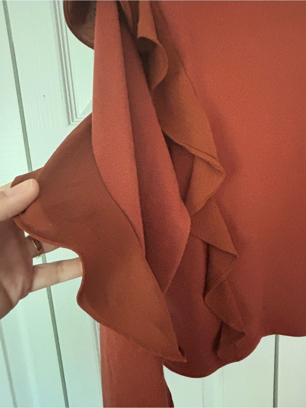 a new day (Target) Rust Ruffle-Trim Long Sleeve Sweatshirt - Picture 4 of 7